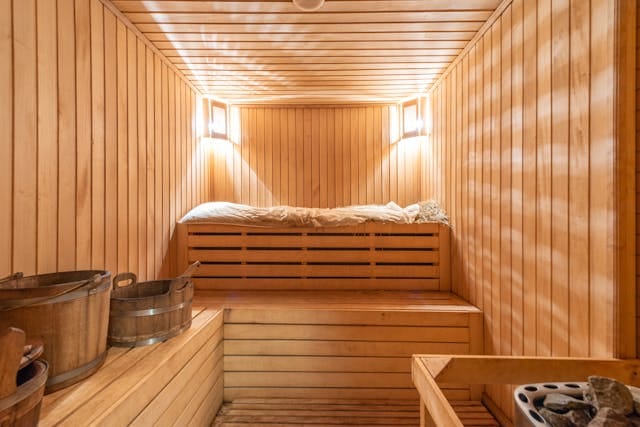 Inside our wood fired saunas